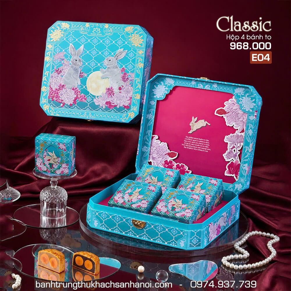 Bánh trung thu Khách sạn Hà Nội Hộp 4 bánh to đủ vị Classic
