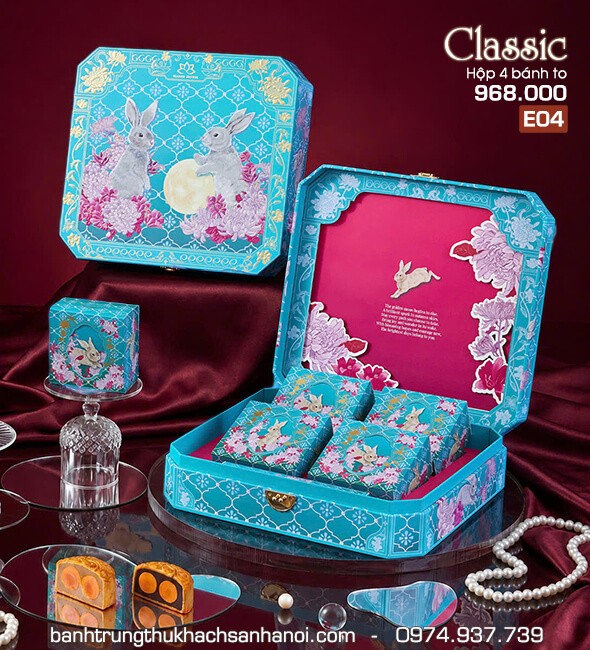 Bánh trung thu Khách sạn Hà Nội Hộp 4 bánh to đủ vị Classic