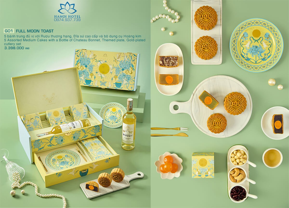 Bánh trung thu Khách sạn Hà Nội hộp 5 bánh + Rượu Full Moon Toast 1