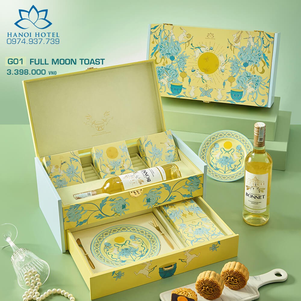 Bánh trung thu Khách sạn Hà Nội hộp 5 bánh + Rượu Full Moon Toast