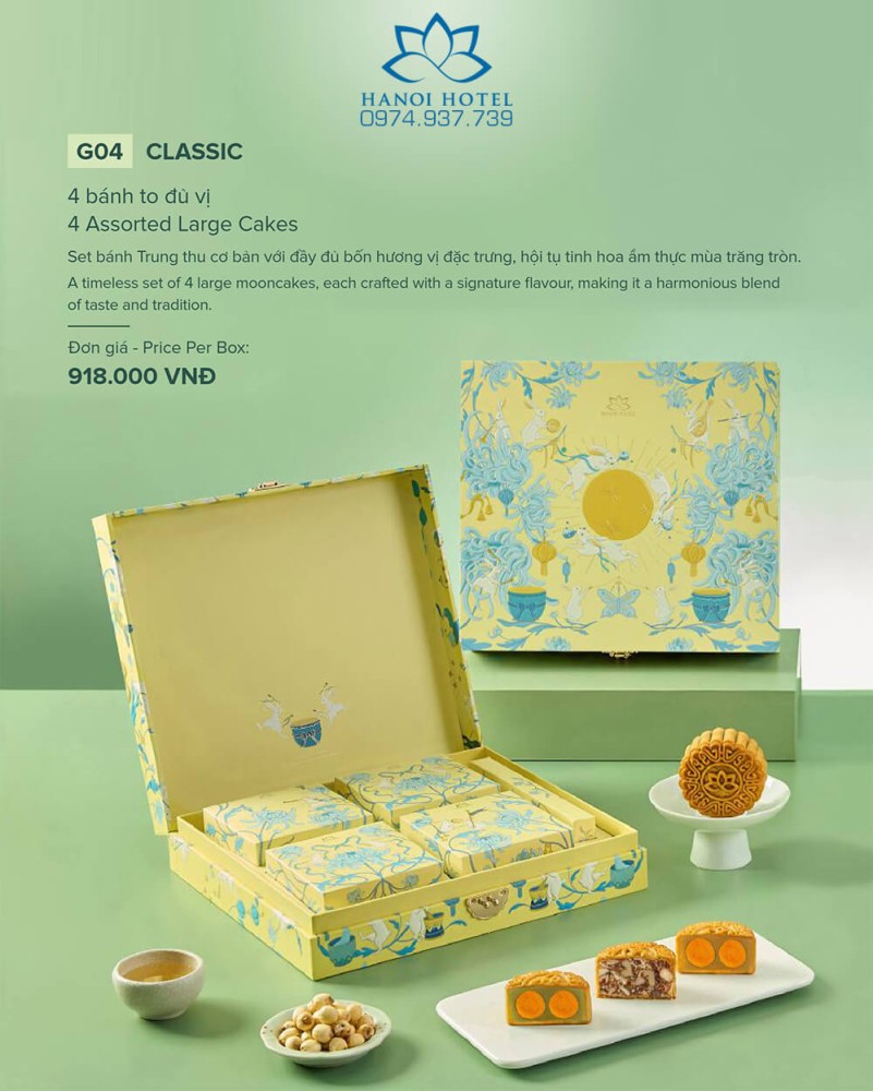 Bánh trung thu Khách sạn Hà Nội Hộp 4 bánh to đủ vị Classic 2