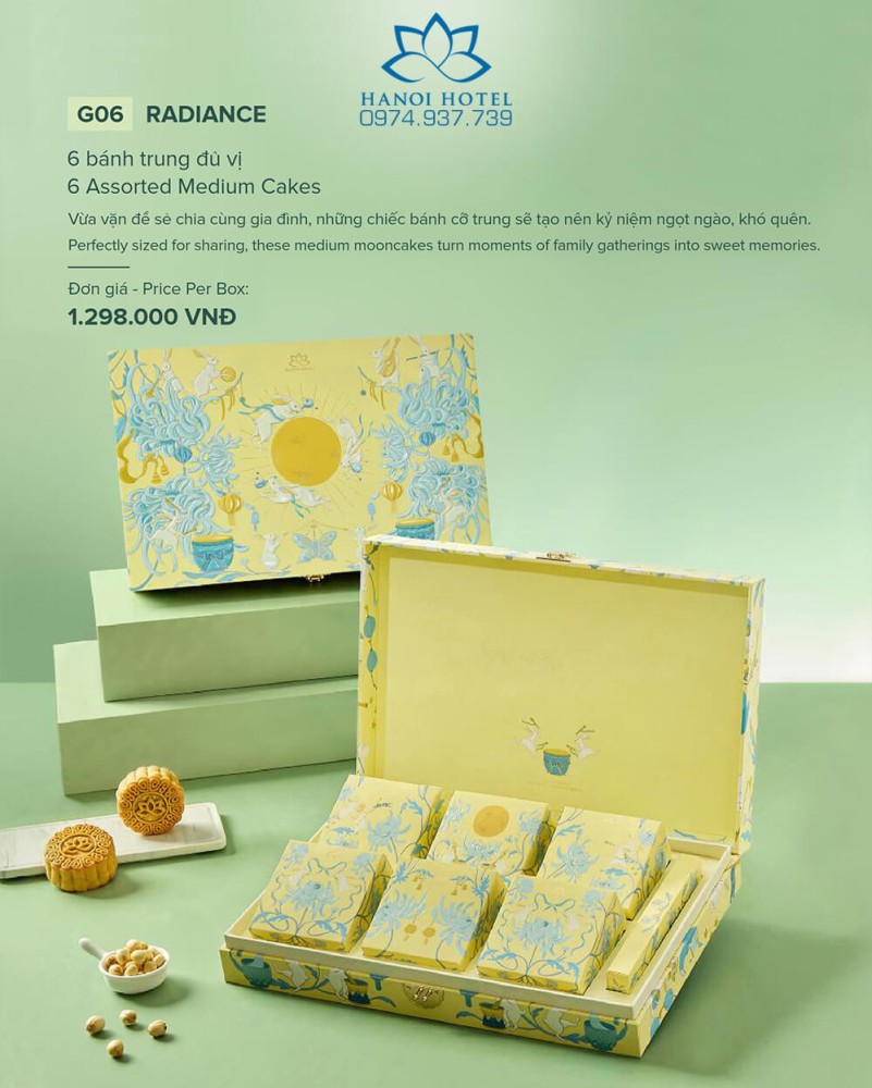 Bánh trung thu Khách sạn Hà Nội Hộp 6 bánh đủ vị Radiance 2