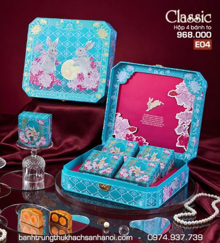 Bánh trung thu Khách sạn Hà Nội Hộp 4 bánh to đủ vị Classic